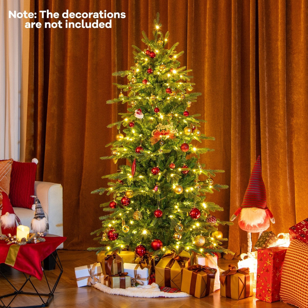 6 FT Pre-Lit Christmas Tree with 714 Tips, 260 Colour Changeable LEDs, Remote and Memory
