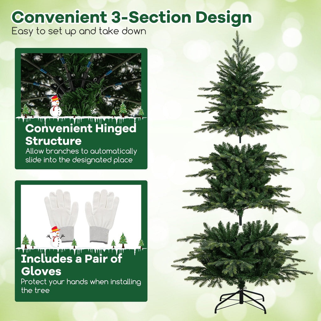 6 FT Pre-Lit Christmas Tree with 714 Tips, 260 Colour Changeable LEDs, Remote and Memory