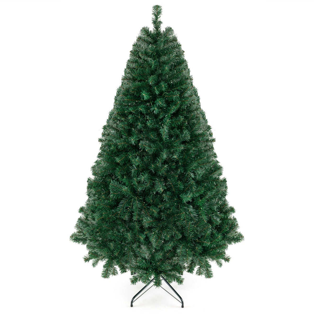 6 FT Pre-Lit Hinged Artificial Christmas Tree with Warm White LED Lights and Iron Base