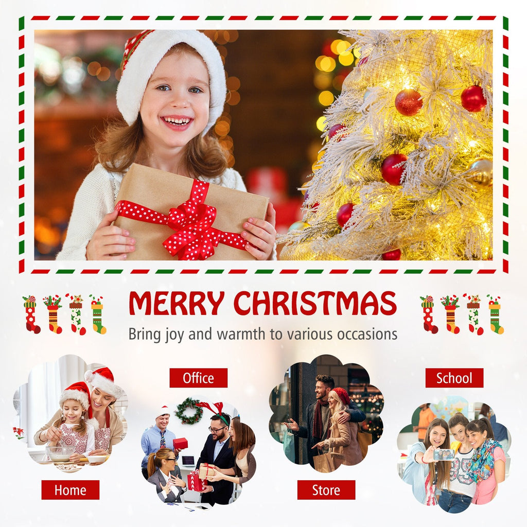 6 FT Pre-Lit Snow Flocked Christmas Tree with 519 Tips in Three Leaf Types and 250 Warm White LEDs