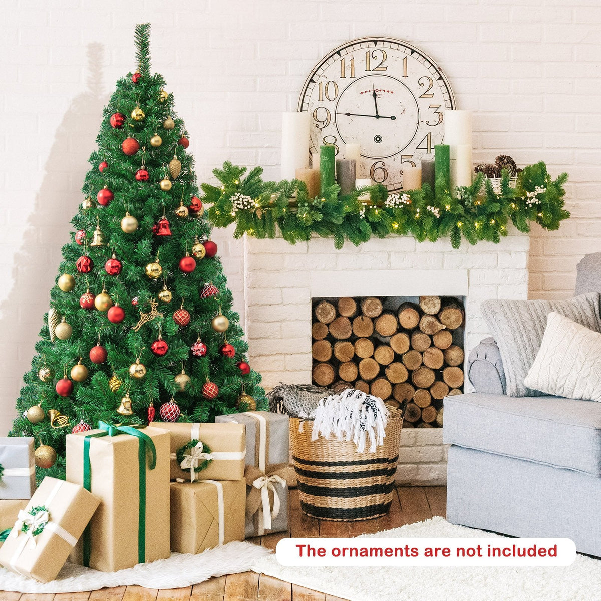 6 FT Unlit Hinged Artificial Christmas Tree with 650 PVC Tips and a Solid Metal Stand