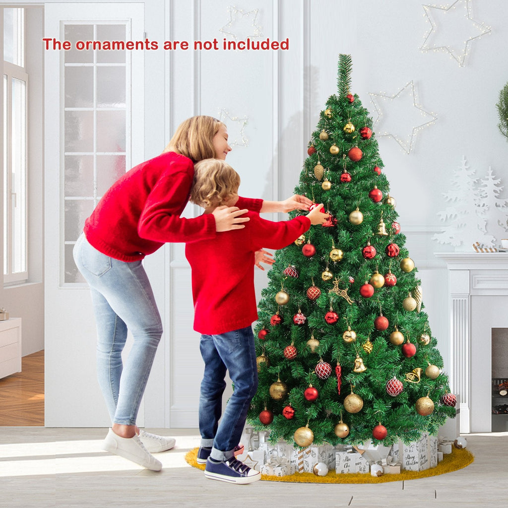 6 FT Unlit Hinged Artificial Christmas Tree with 650 PVC Tips and a Solid Metal Stand