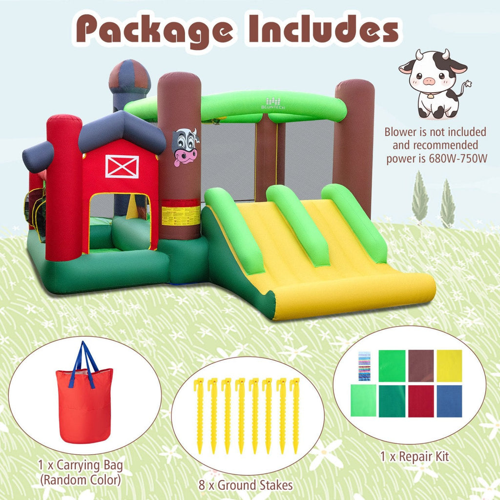 6-in-1 Inflatable Bounce House with Double Slides without Blower