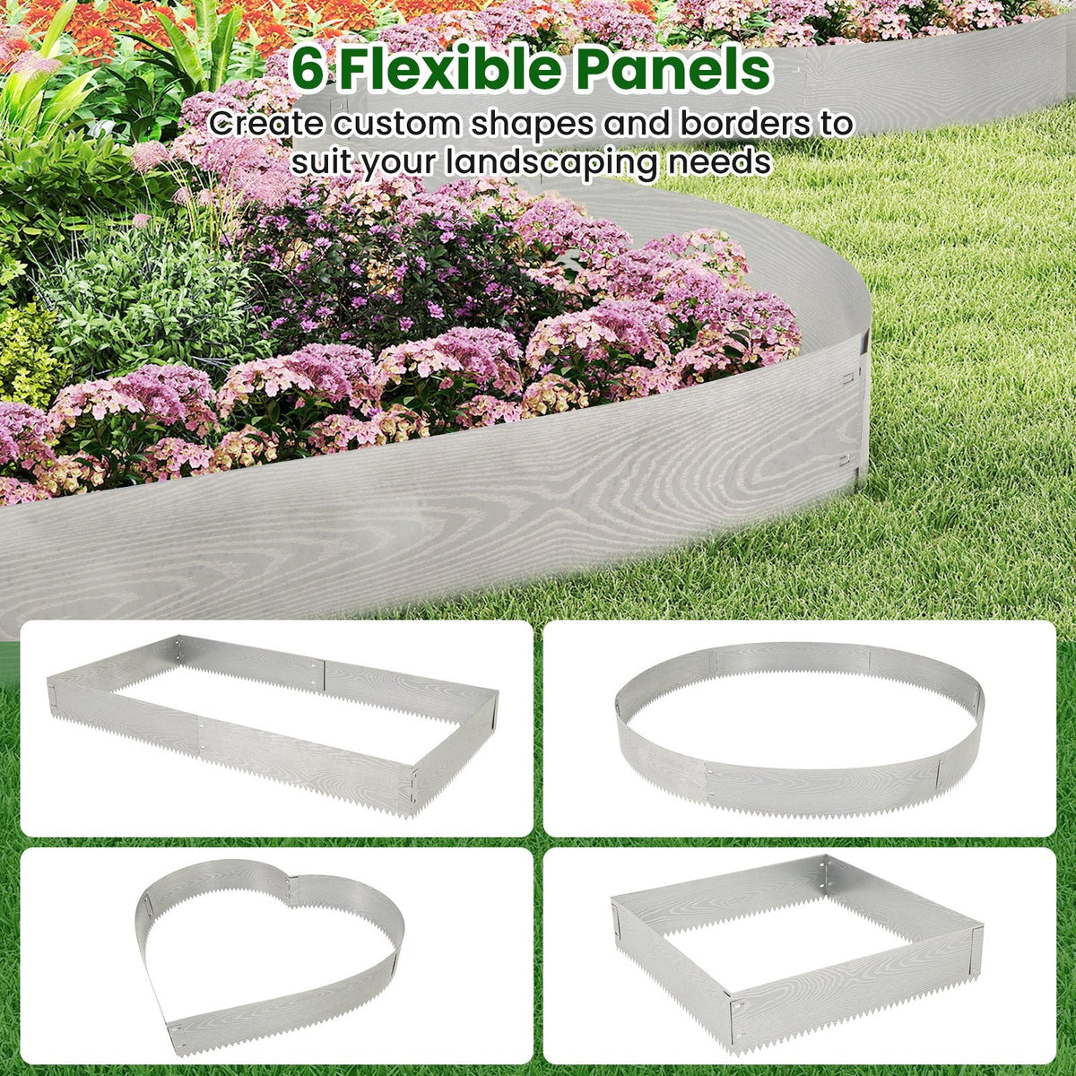 6-Pack 20 FT Galvanized Metal Landscape Edging for Lawn（Patented）