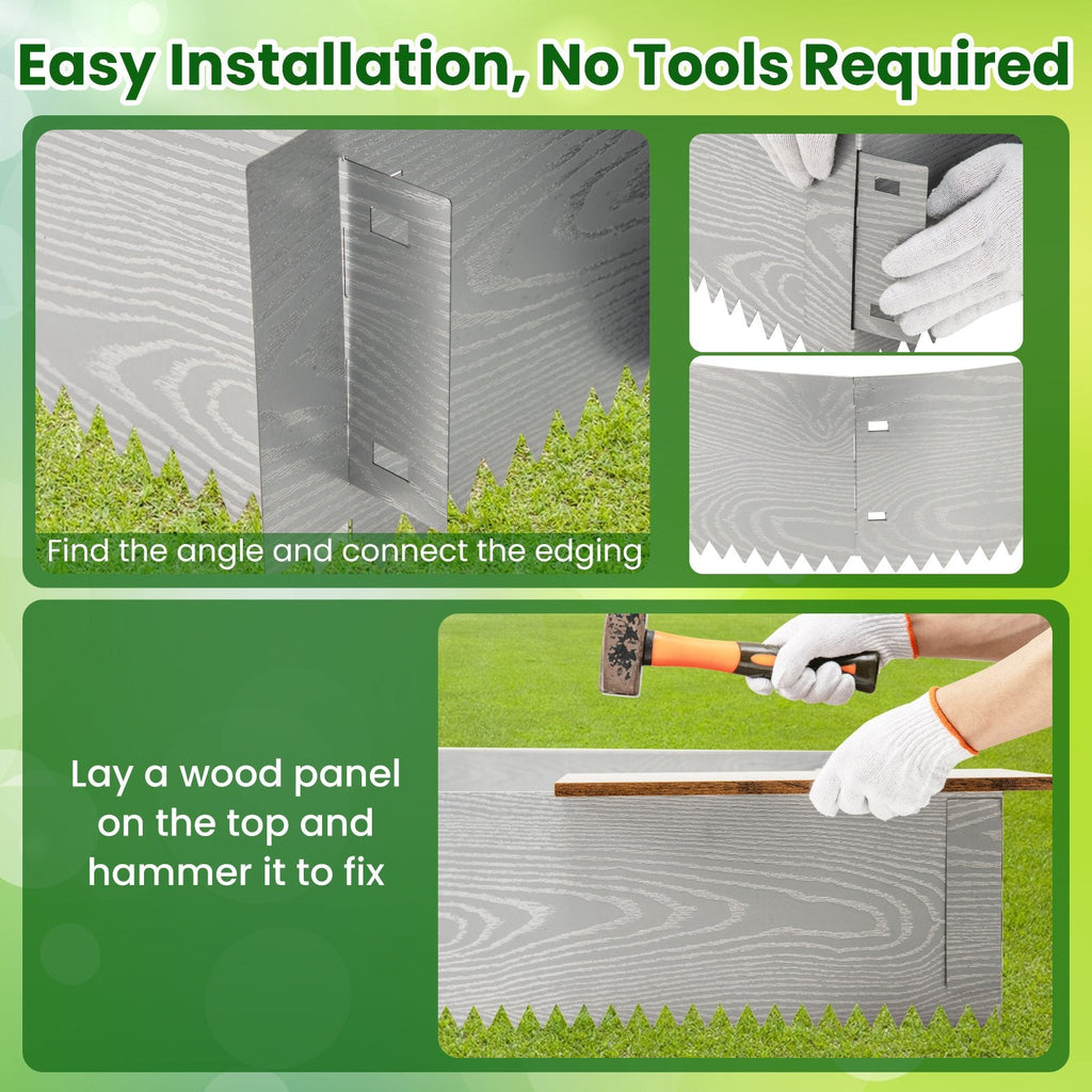 6-Pack 20 FT Galvanized Metal Landscape Edging for Lawn（Patented）