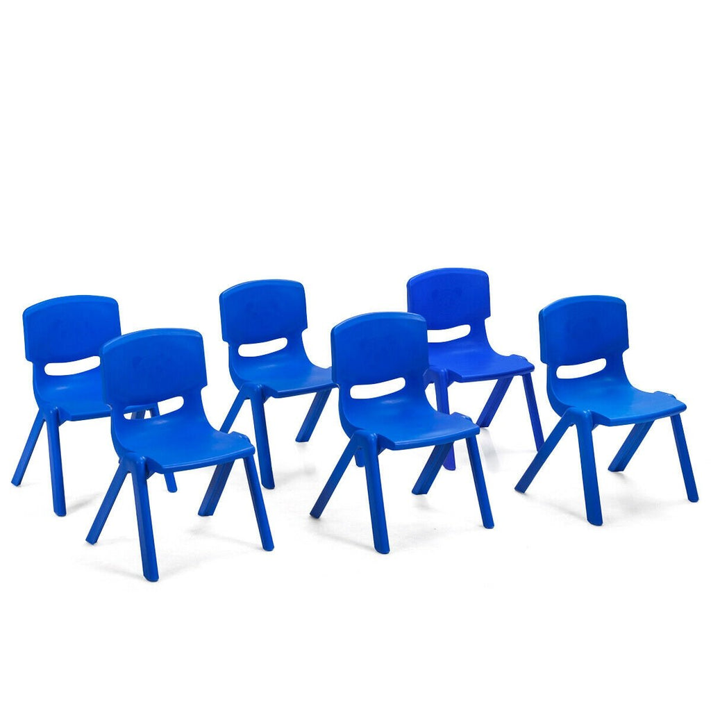 6 Pack Kids Stackable Classroom Chairs in Blue, Ages 3 to 8