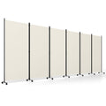 6 Panel Folding Privacy Screen Room Divider with Wheels-White