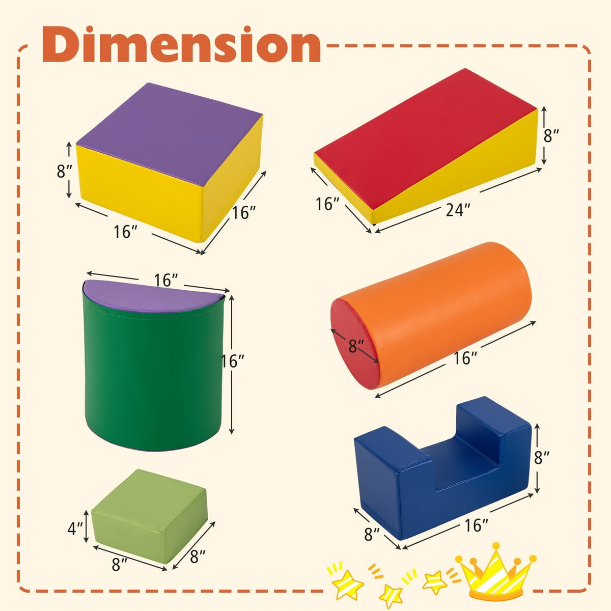 6 Pieces Foam Climbing Blocks Indoor Climb and Crawl Activity Playset with Rectangles-Purple