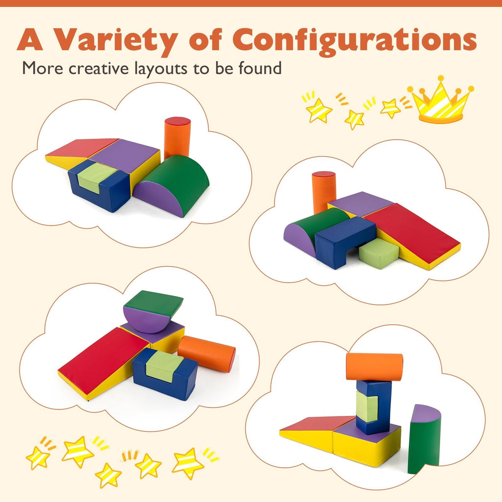 6 Pieces Foam Climbing Blocks Indoor Climb and Crawl Activity Playset with Rectangles-Purple