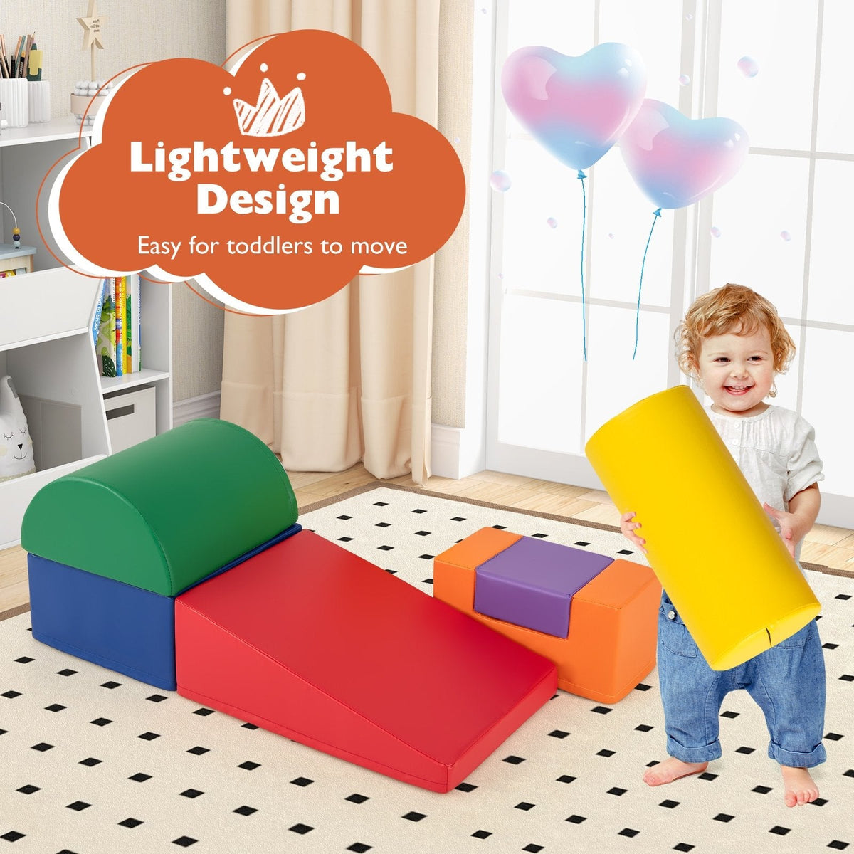 6 Pieces Foam Climbing Blocks Indoor Climb and Crawl Activity Playset with Rectangles-Orange