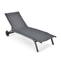 Sling Chaise Recliner on Wheels with Quick Drying Fabric, Gray
