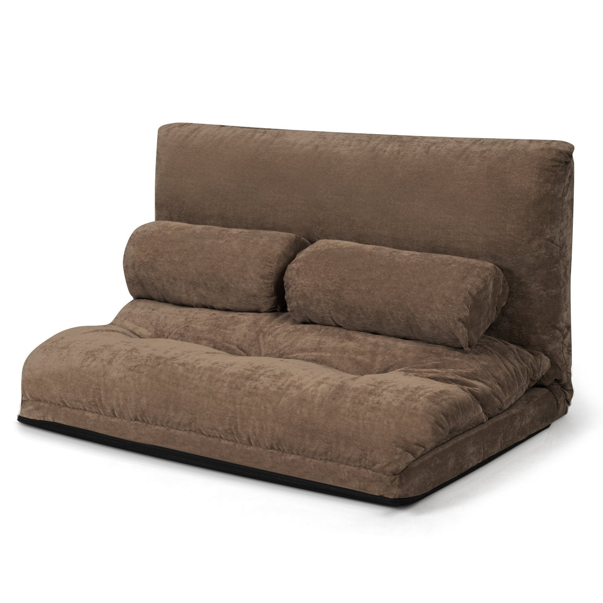 6-Position Adjustable Sleeper Lounge Couch with 2 Pillows-Brown