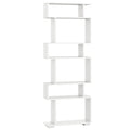 6-Tier Geometric Bookshelf with 2 Anti-Tipping Kits for Home Office-White