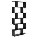 6 Tier S Shaped Bookshelf and Room Divider, Black