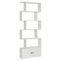 6 Tier S Shaped Bookshelf with 2 Door Cabinet, Freestanding Display Unit, White