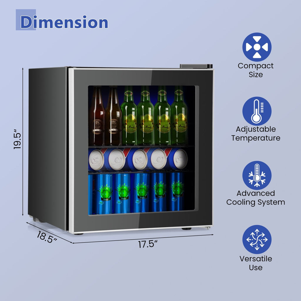 60 Can Beverage Mini, Refrigerator with Glass Door