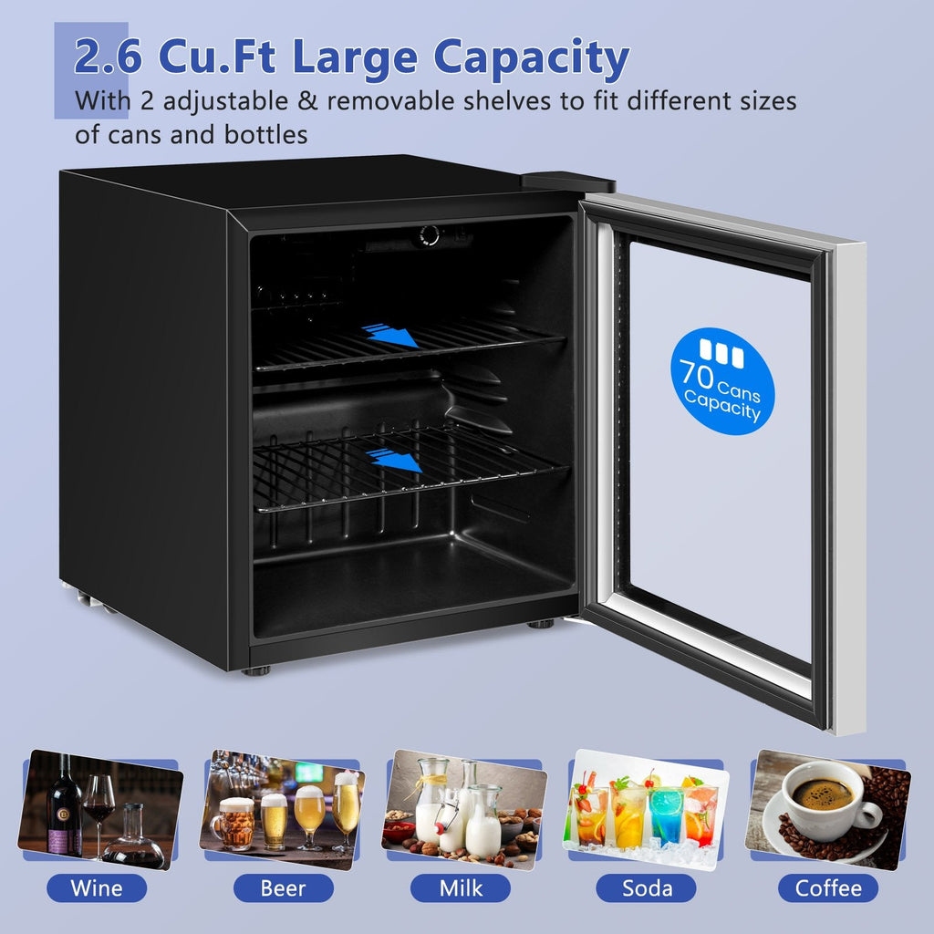 60 Can Beverage Mini, Refrigerator with Glass Door