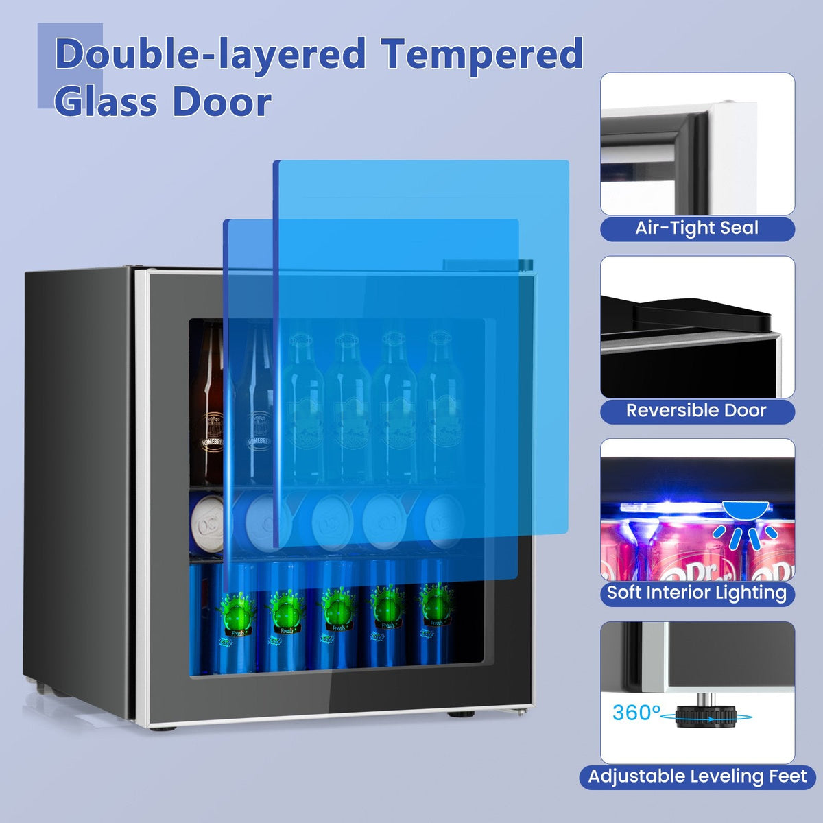 60 Can Beverage Mini, Refrigerator with Glass Door