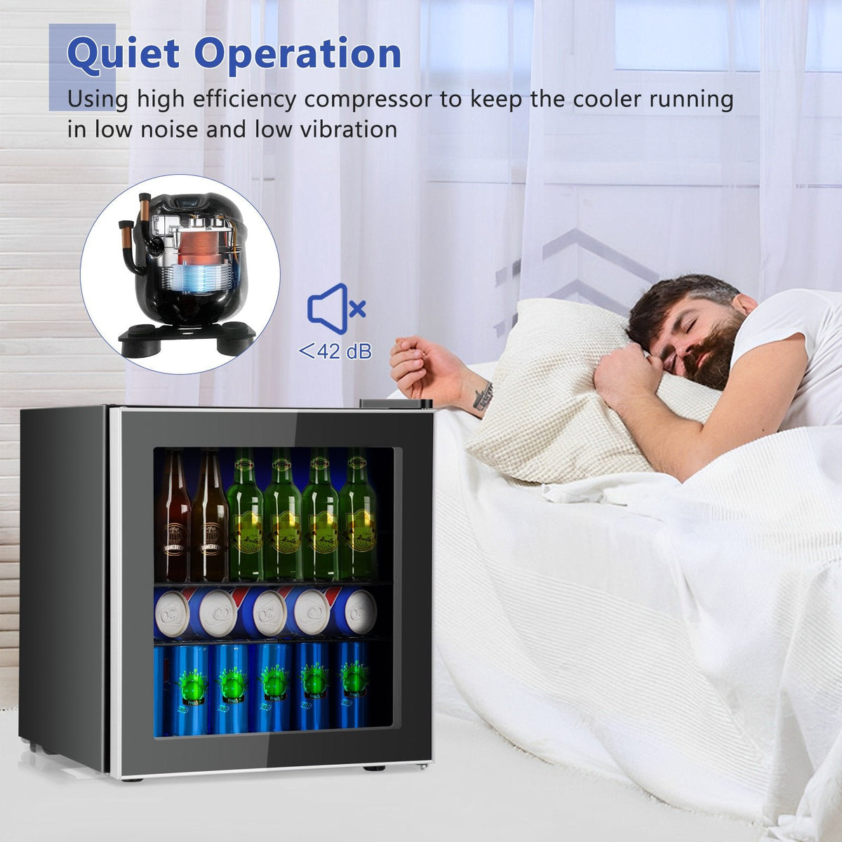 60 Can Beverage Mini, Refrigerator with Glass Door