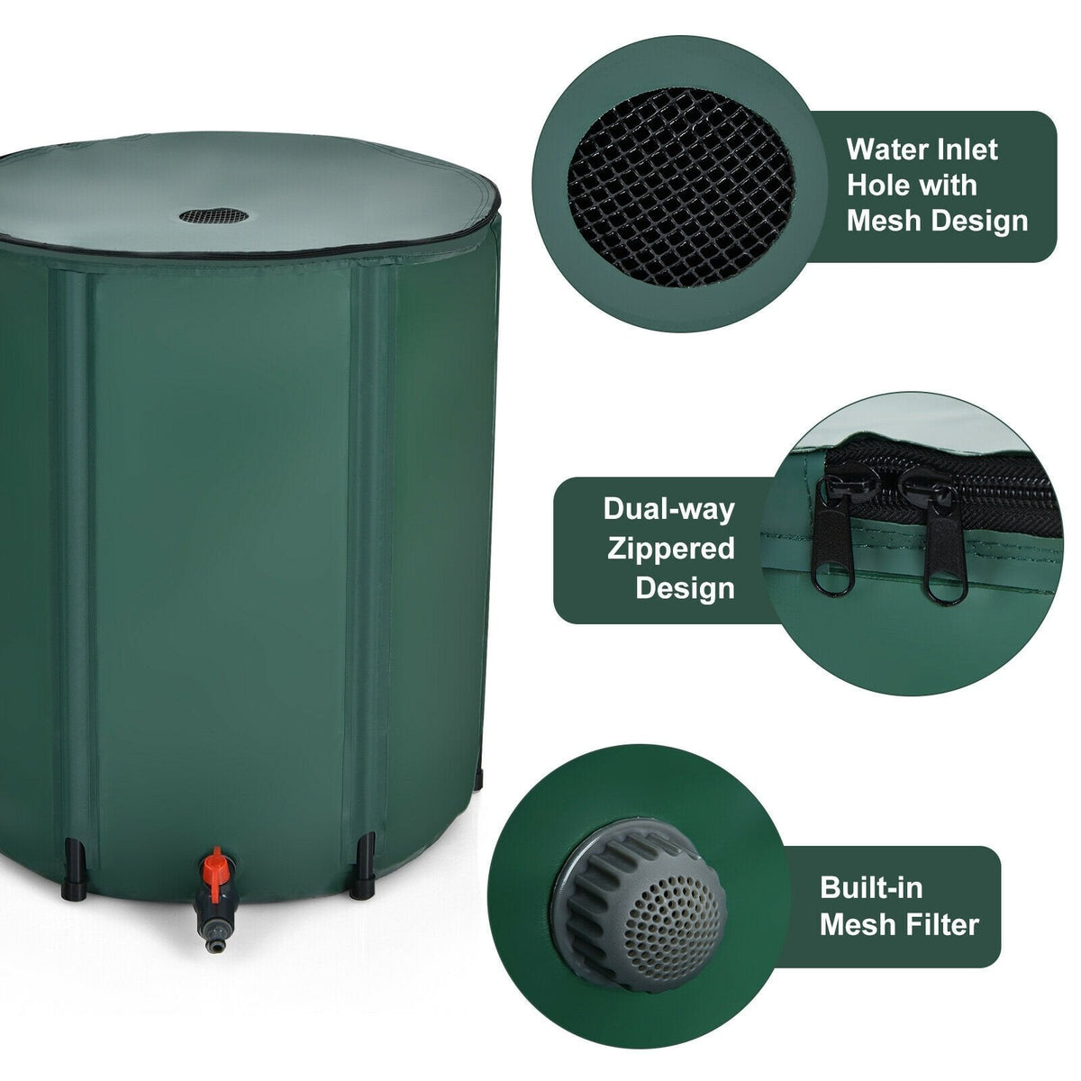 60 Gallon Collapsible Rain Barrel Water Collector