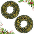 60 Inch Pre-Lit Artificial Christmas Wreath 200 LED Warm White Lights-Set of 2
