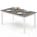 60 Inch Rectangular Dinner Table with Solid Rubber Wood Legs-Gray
