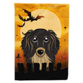 Caroline's Treasures BB1771CHF Halloween Longhair Black and Tan Dachshund Canvas House Size Flag