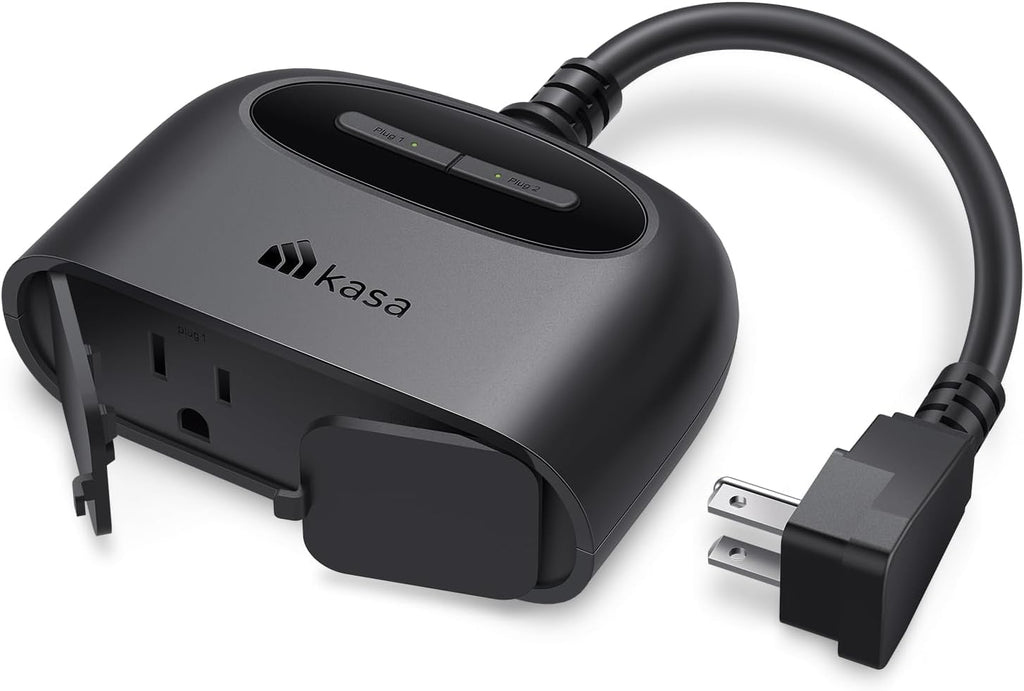 Kasa Smart Outdoor Smart Plug by TP-Link (KP400) - Smart WiFi Outlet with 2 Sockets, IP64 Waterproof, Works with Alexa and Google Home, 2.4GHz WiFi Required, No Hub Required, Sunset & Sunrise Offset 🍁 All In One Marketplace Canada