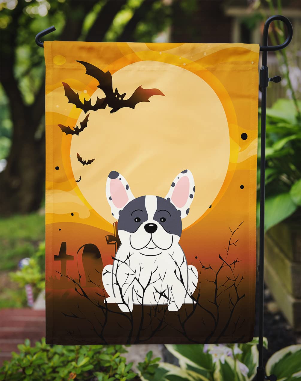 Caroline's Treasures BB4277GF Halloween French Bulldog Piebald Garden Size Flag, Small, Multicolor