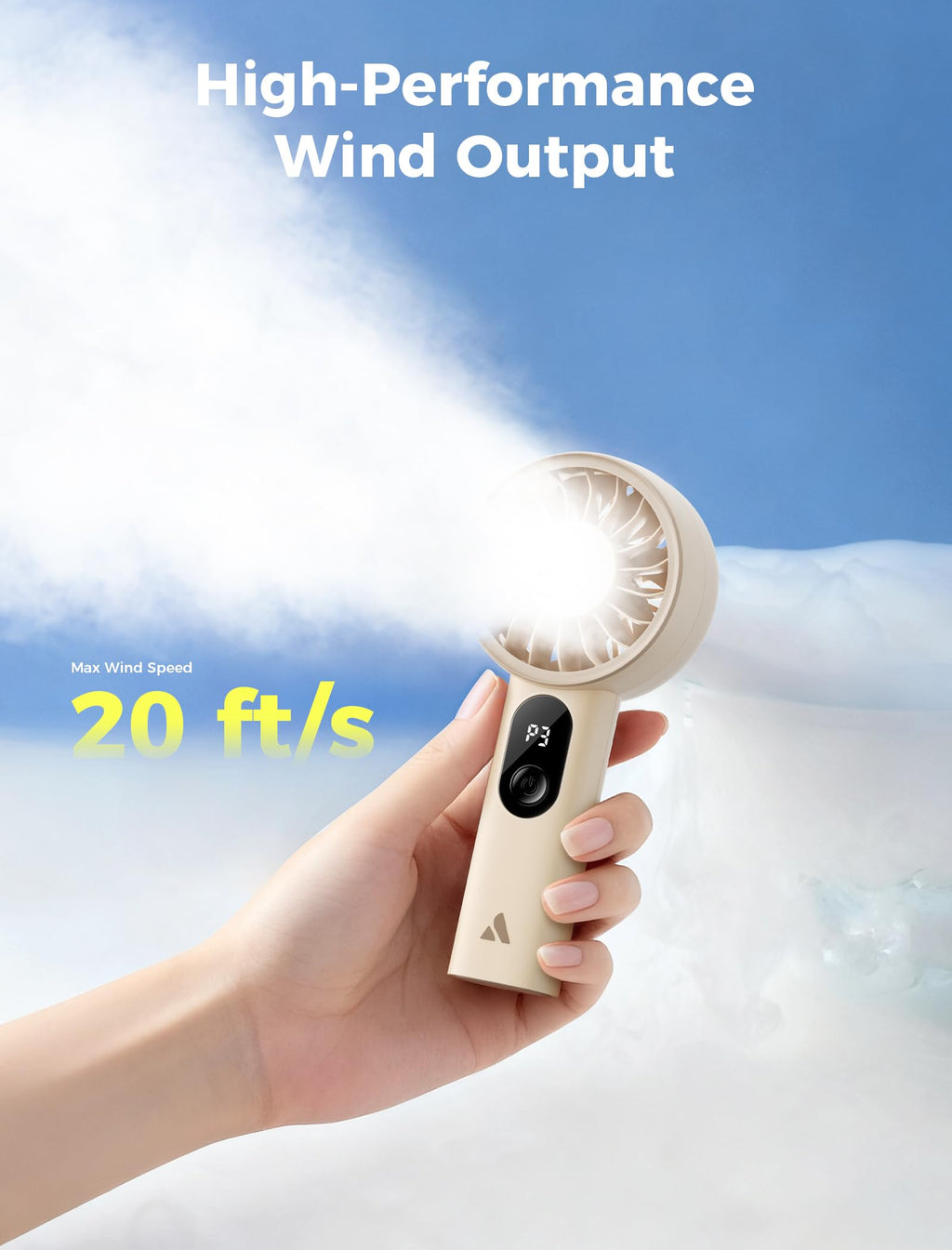 Aecooly Mighty Portable Fan, Powerful Handheld Fan, USB Rechargeable [10H Max Cooling Time], Mini Personal Battery Powered, Pocket for Travel, Summer, Gifts for Women, Girls -Beige 🍁 All In One Marketplace Canada