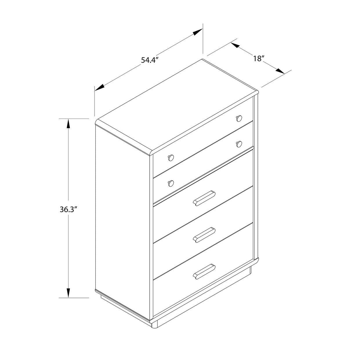 White and Gray 5-Drawer Tall Dresser (United States Delivery Only)