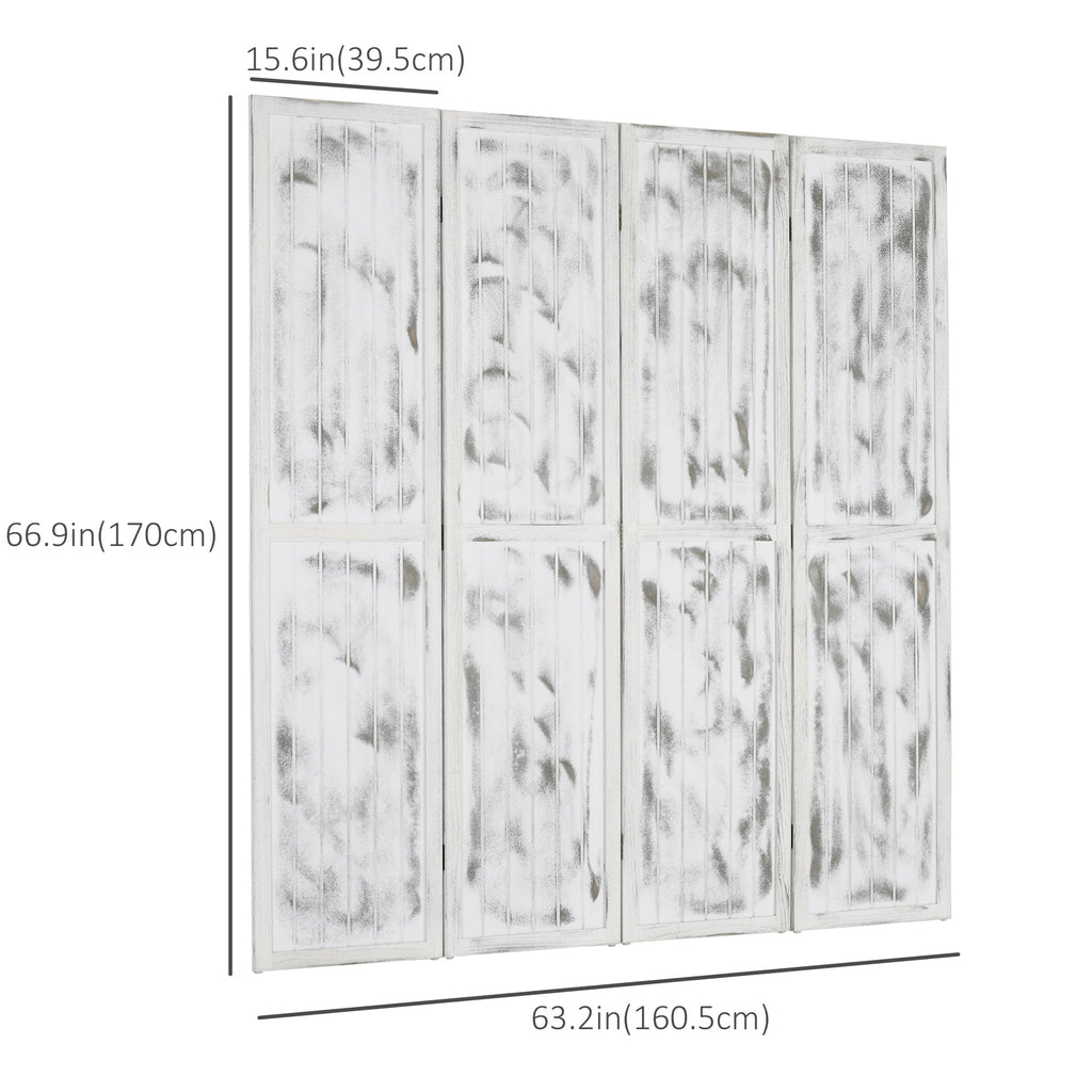 Screen Divider Room Divider Screen with Foldable Design for Indoor Bedroom Office 5.5' Rustic White