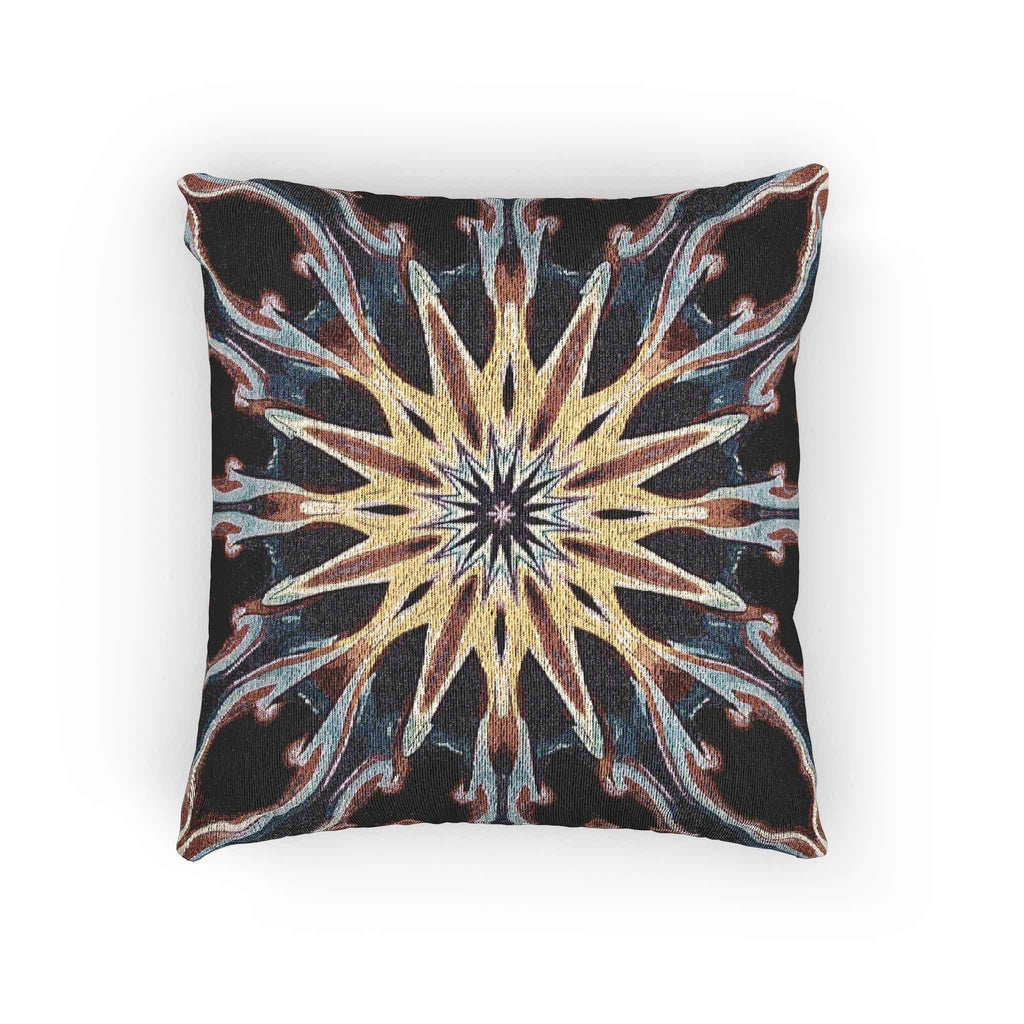 Starburst Mandala Woven Pillow | Geometric Boho Throw Cushion