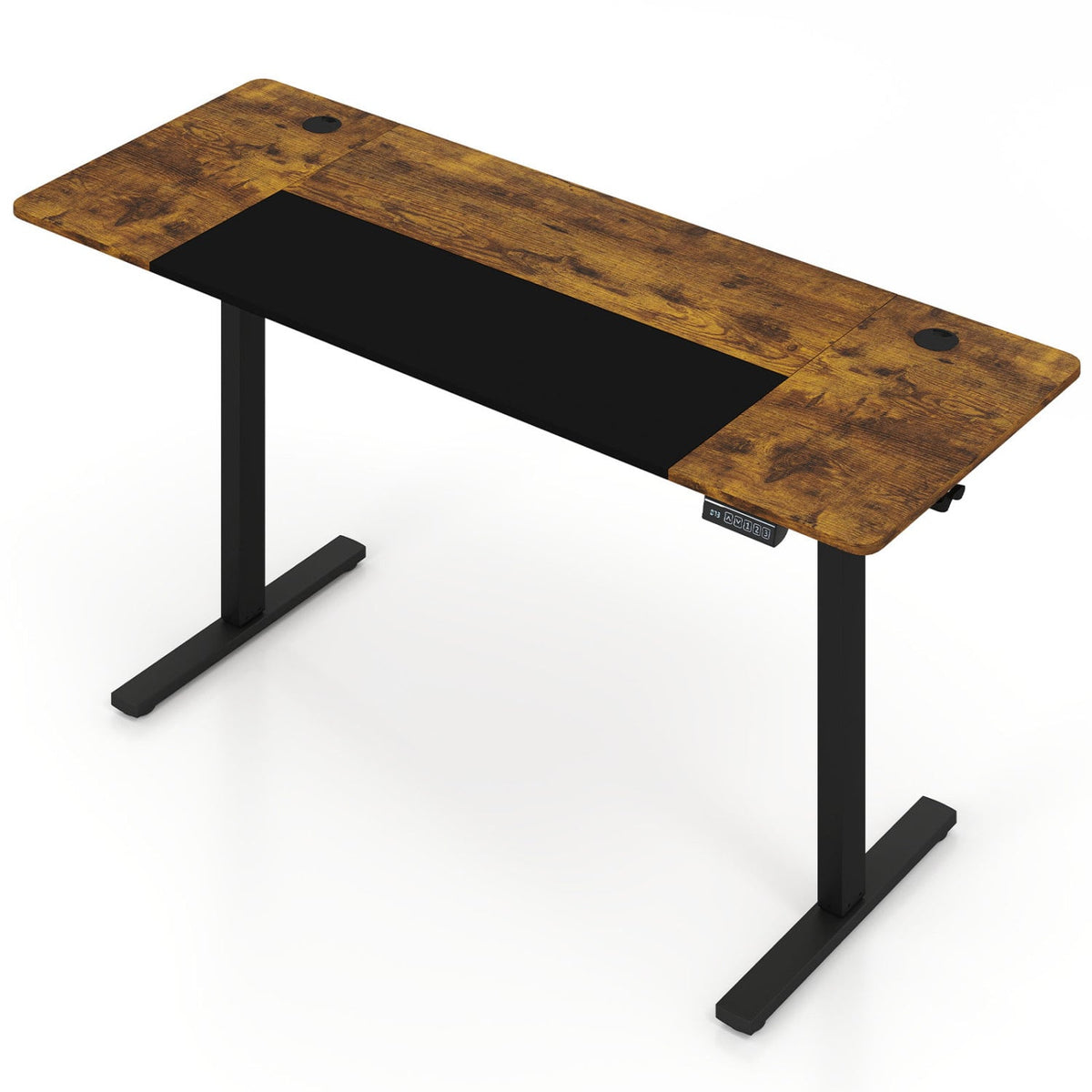 63 x 24 Inch Height Adjustable Sit Stand Computer Desk with 3 Memory Presets-Rustic Brown