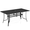 63 inches x 33 inches Rectangle Metal Patio Dining Table for 6-Black