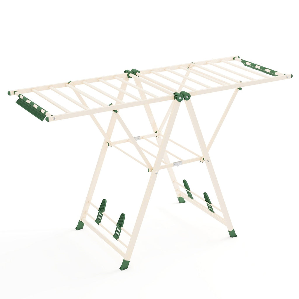 64 Inches Clothes Drying Rack with Height Adjustable Wings-Beige