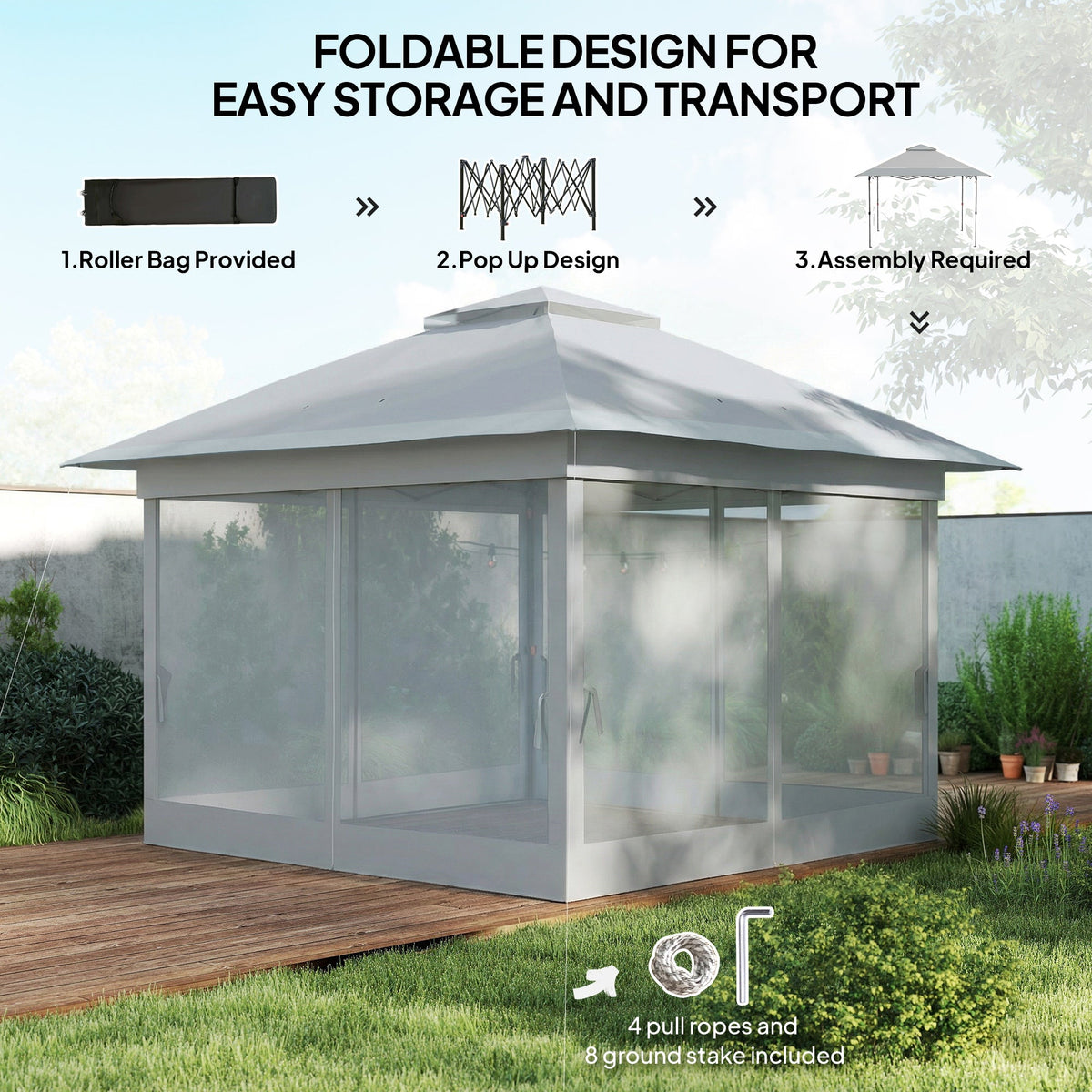 12' x 12' Foldable Pop-up Party Tent Instant Canopy Sun Shade Gazebo Shelter with Steel Frame, Dark Grey