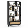 64 inch 6-Tier Tall Wooden Bookcase with 8 Open Cubes-Black