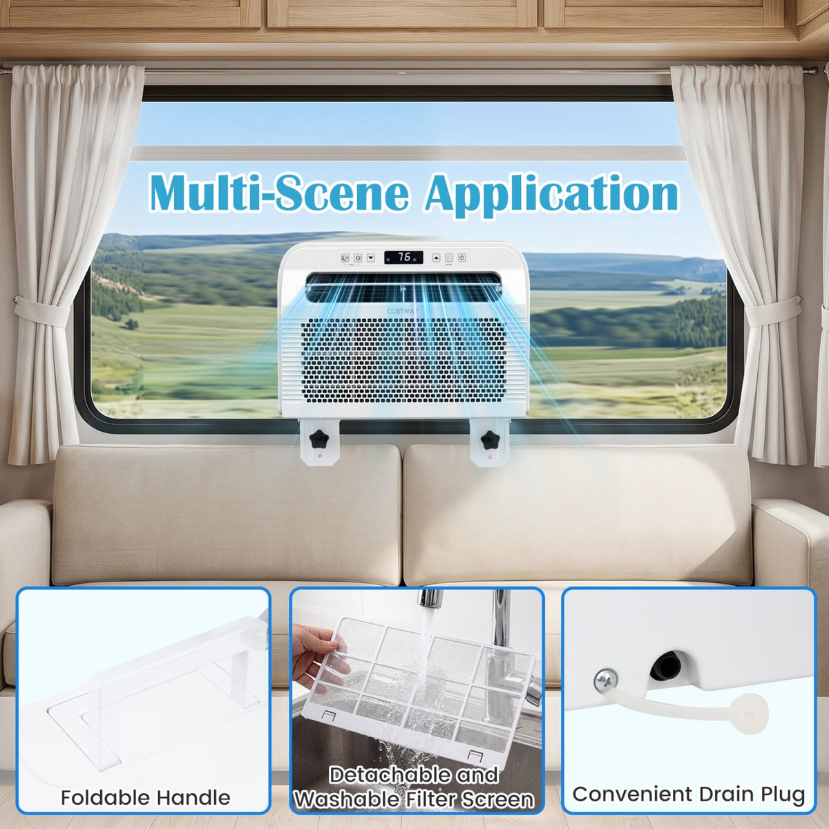 6500 BTU Window AC Unit with WiFi APP Voice Control 24H Timer and Quiet Operation-White