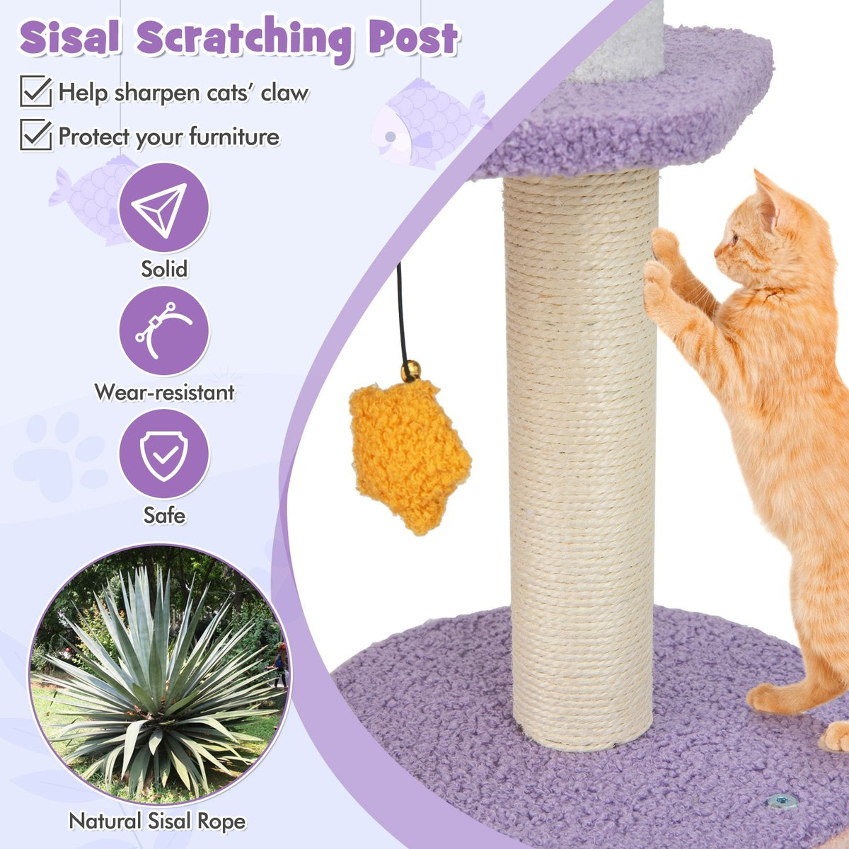 66 Inch Cat Tree with a Plane Perch, Cloud Platforms, Hammock and Condo