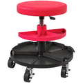 Rolling Garage Stool, 300 LBS Capacity Mechanic Stool with 2.5" Wheels, Tool Trays Storage, Adjustable Height, Red