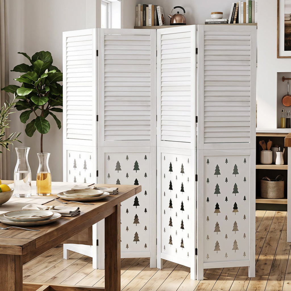 67 inches Tall Wood Room Divider Indoor Wooden Partition for Room Separation-4 Panels