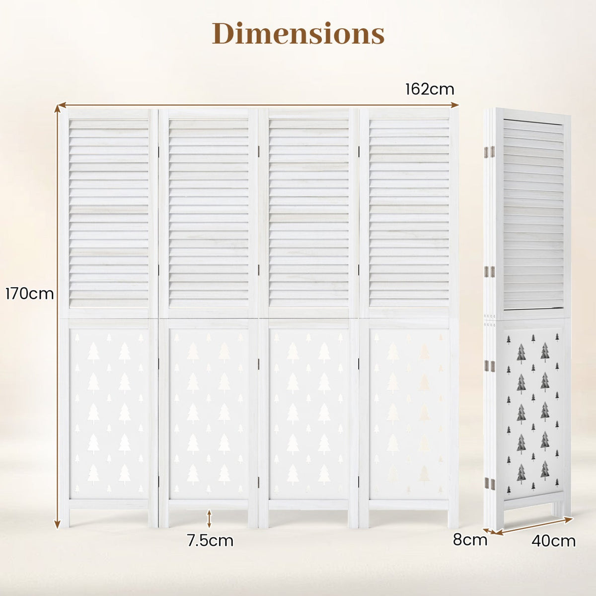67 inches Tall Wood Room Divider Indoor Wooden Partition for Room Separation-4 Panels