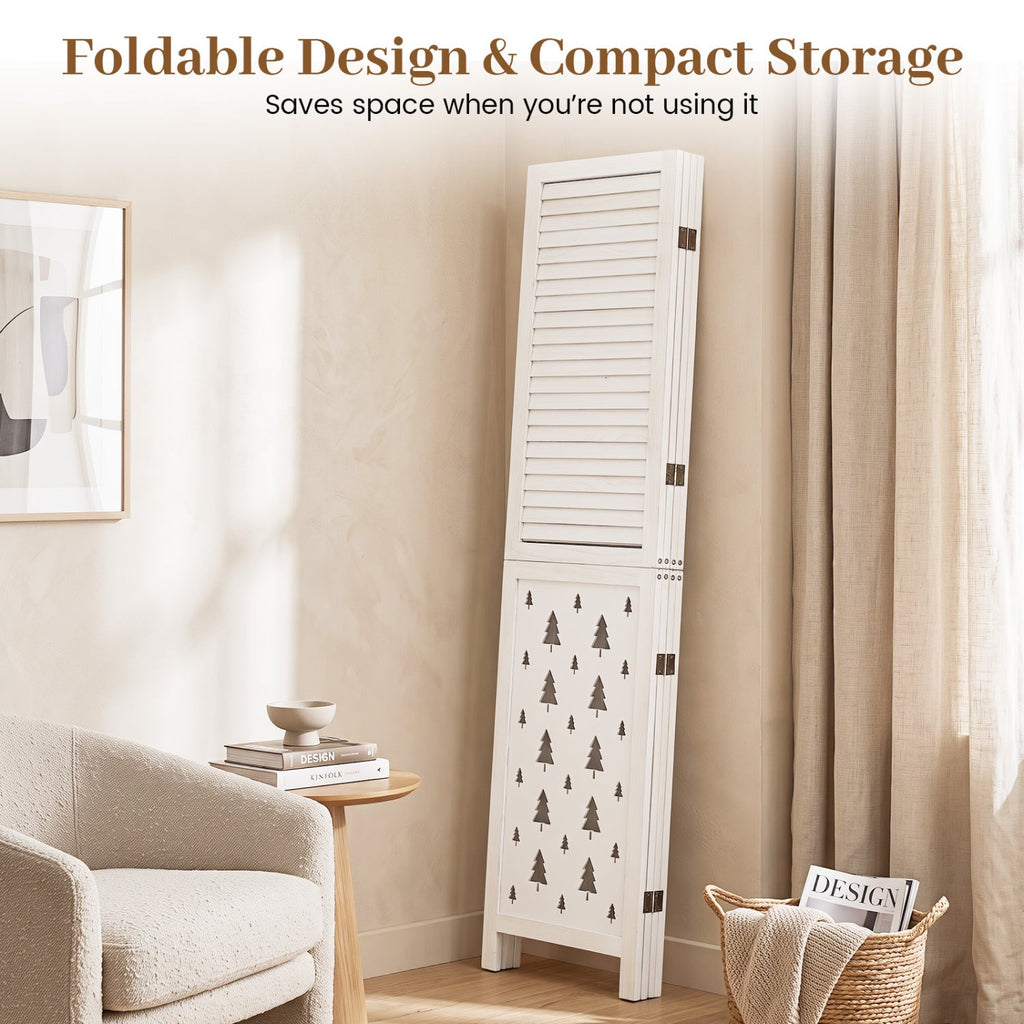 67 inches Tall Wood Room Divider Indoor Wooden Partition for Room Separation-4 Panels