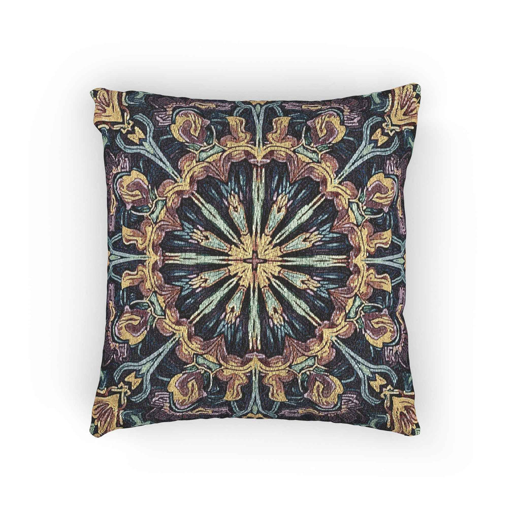 Geometric Mandala Woven Pillow | Boho Mosaic Throw Cushion