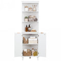 68 Inch Tall Bathroom Floor Storage Cabinet with Fluted Doors-White