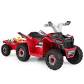 6V Kids Electric ATV Quad with Detachable Trailer and Multi Terrain Wheels, Red