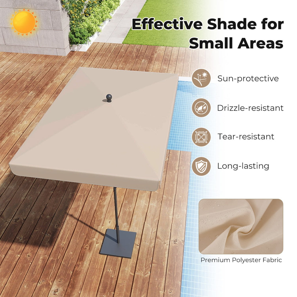 6.5 x 4.3 Feet Rectangular Outdoor Balcony Umbrella with Tilt Adjust Button-Beige
