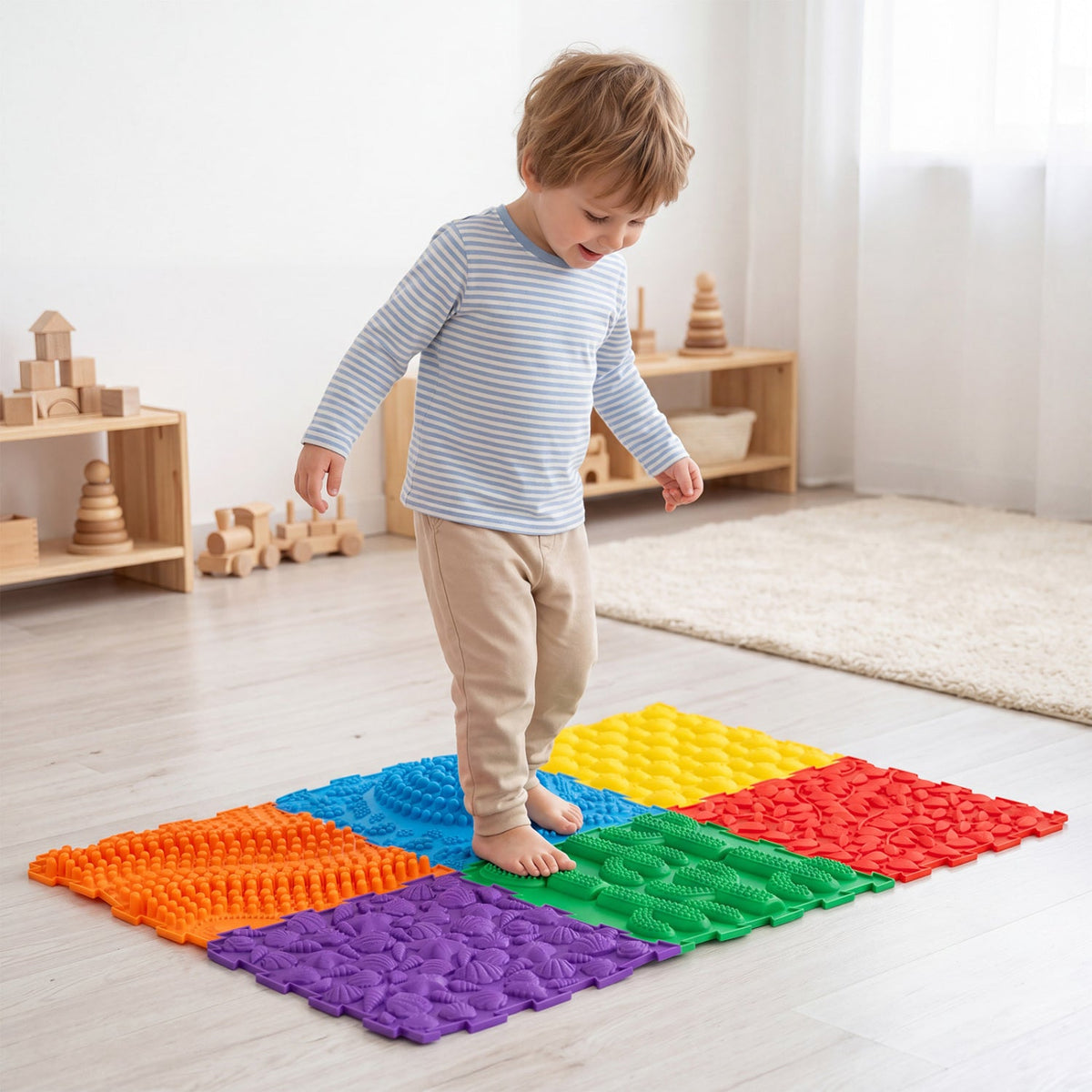 6 PCS Interlocking Sensory Mats with Rich Colors for Kids Adults-Multicolor