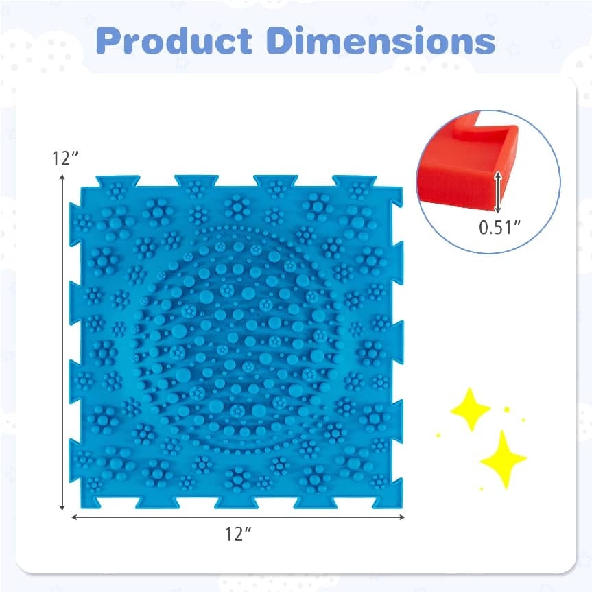 6 PCS Interlocking Sensory Mats with Rich Colors for Kids Adults-Multicolor